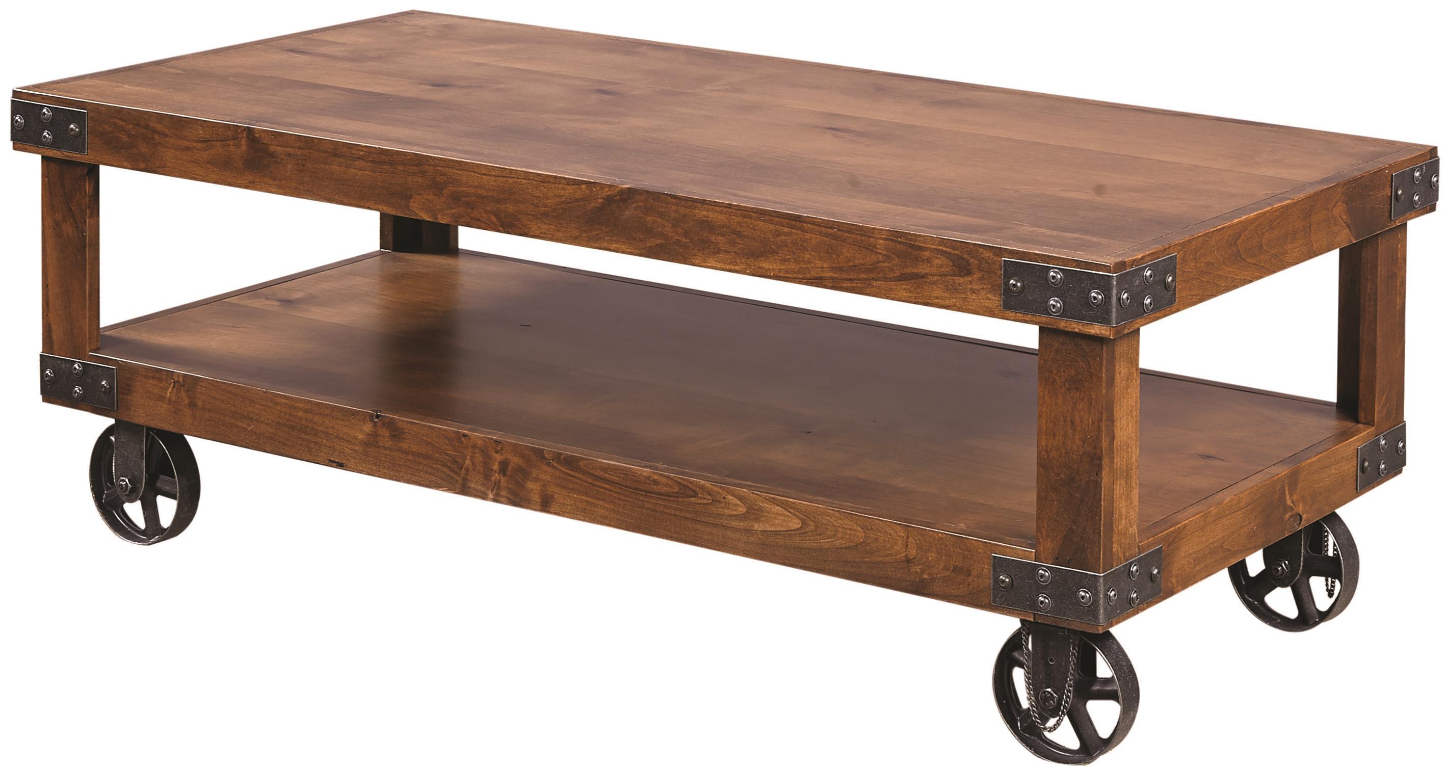 Aspenhome Industrial Cocktail Table with Shelf Fashion Furniture